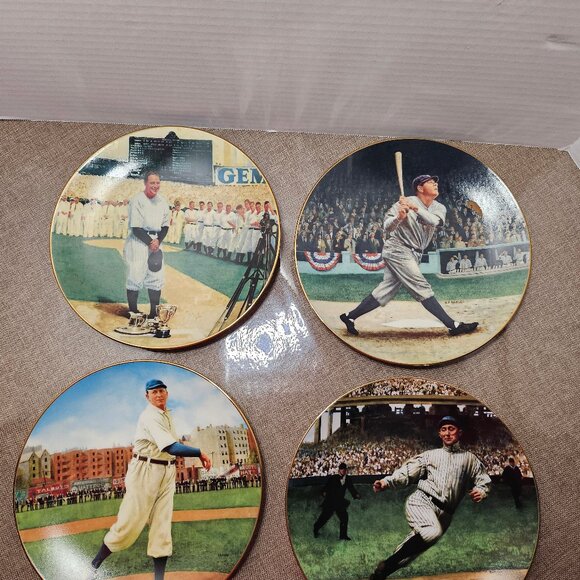Legends of Baseball Collector Porcelain Plates Gold Trim 1993 Set of 4 - Picture 2 of 10